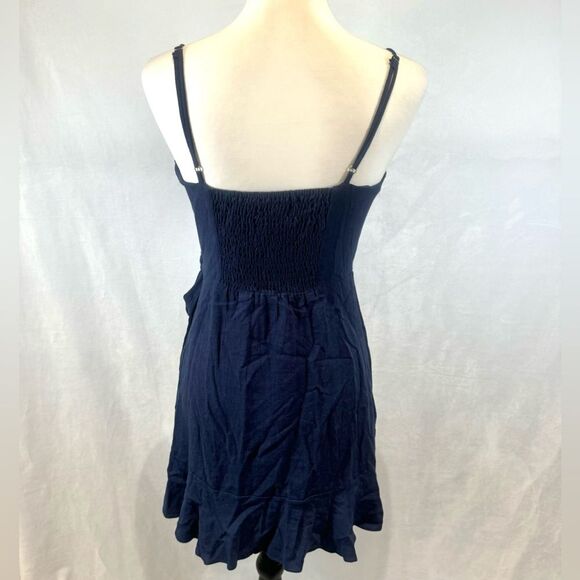 Altar’d State navy linen blend faux wrap dress size small - Picture 5 of 8